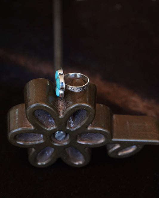 3 Stone Turquoise Cluster Ring - Adj