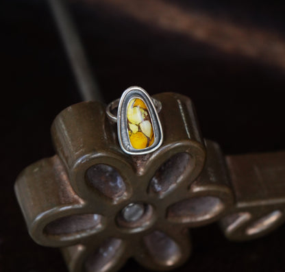 Oval Shadow Box Honey Dahlia Ring - Adj