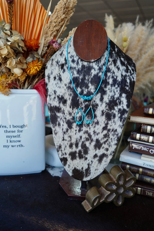Turquoise Beaded Necklace & Earrings Set
