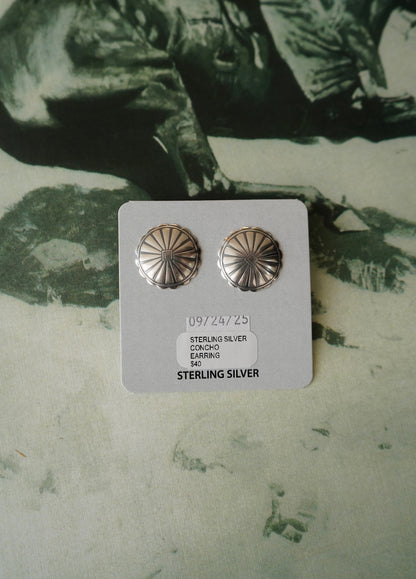 Sterling Silver Concho Stud Earrings