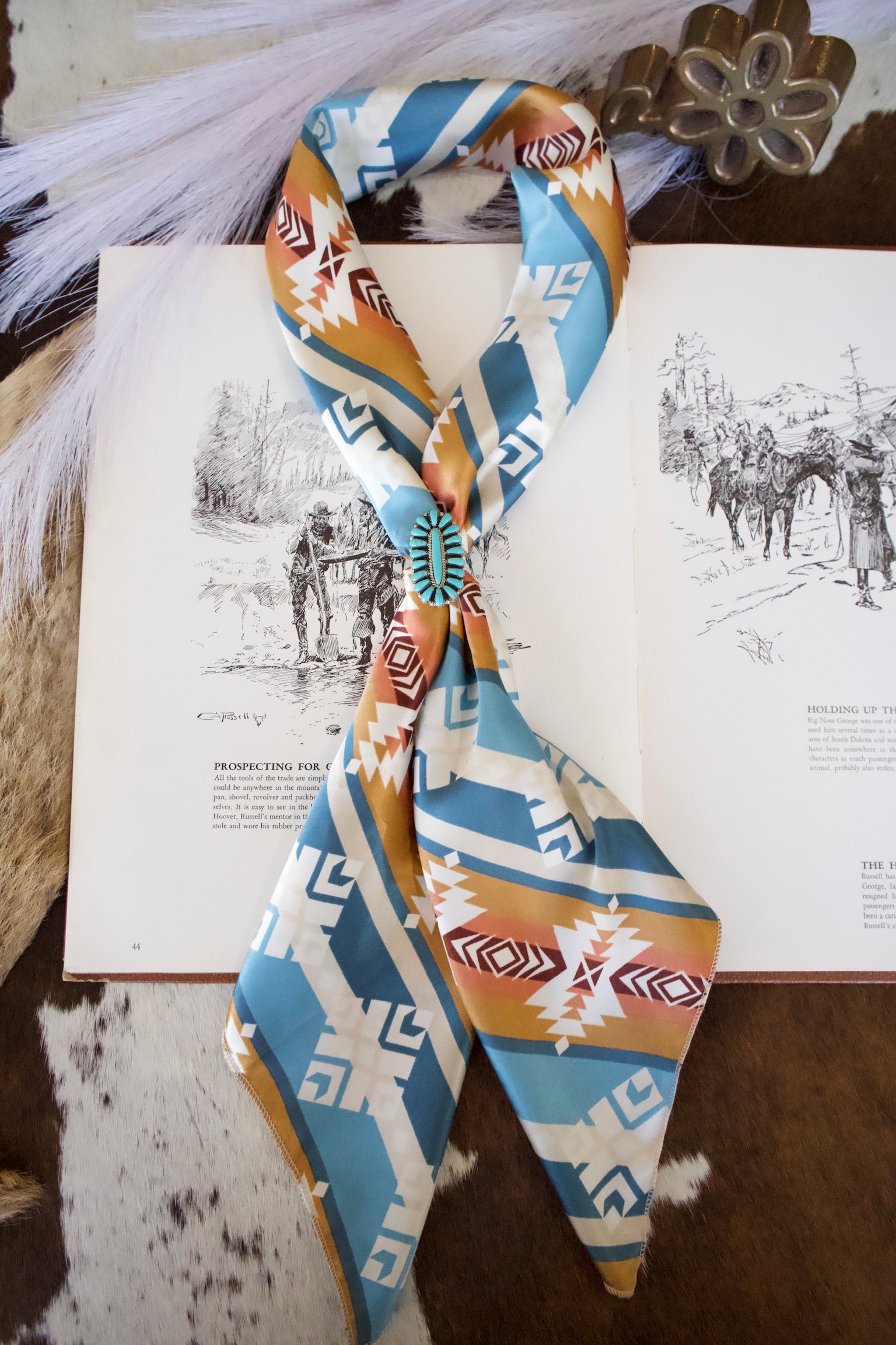 Blue & Tan Navajo Aztec DS Wild Rag – Daisy If You Do Co.