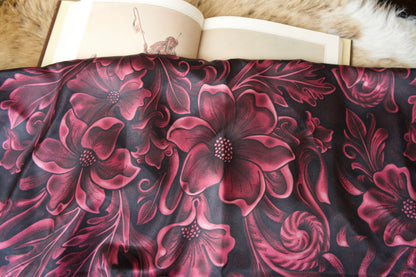 Large Plum Tooled Leather Wild Rag