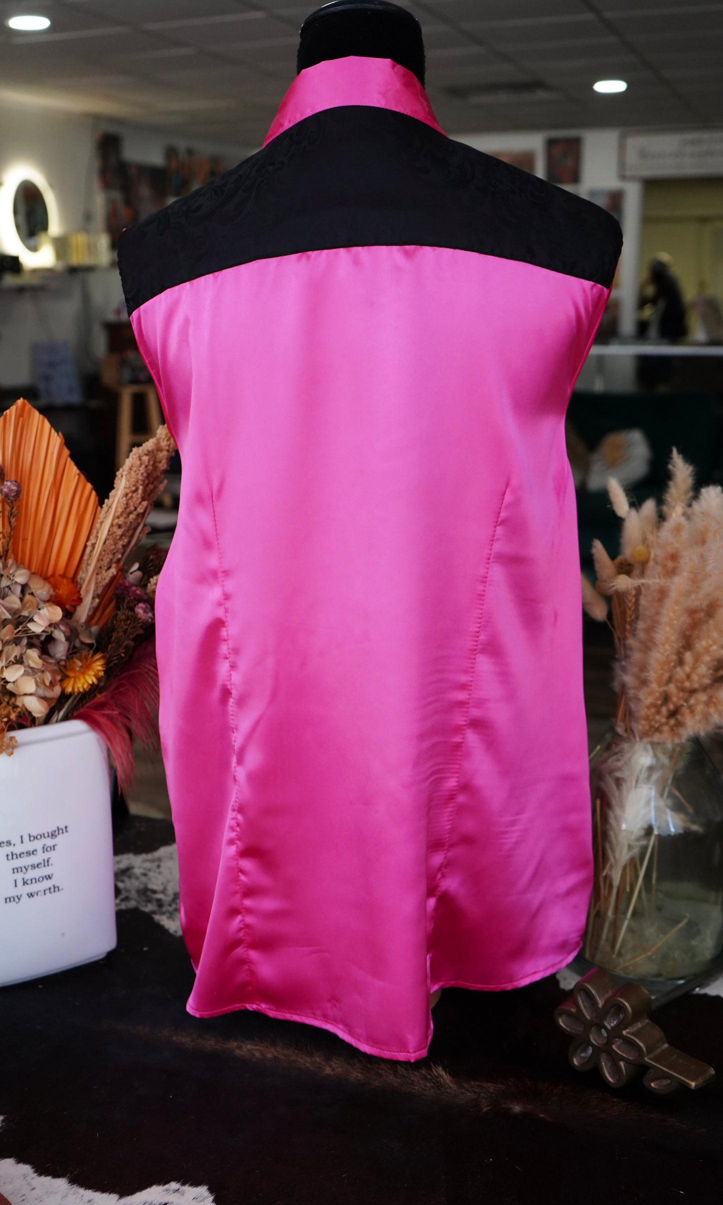 3XL - Hot Pink w/ Black Silk Jacquard