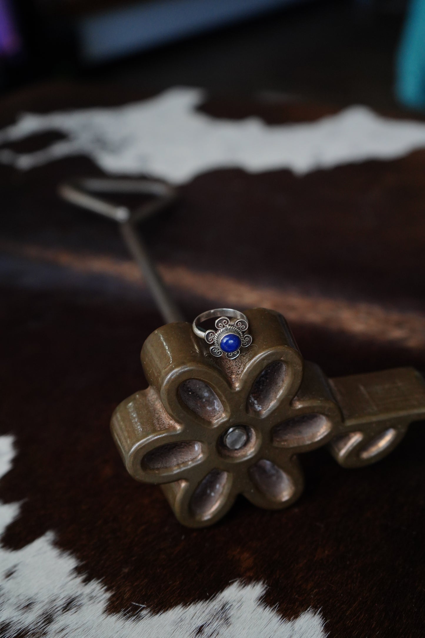 Blue Lapis Flower Ring - Sz 8