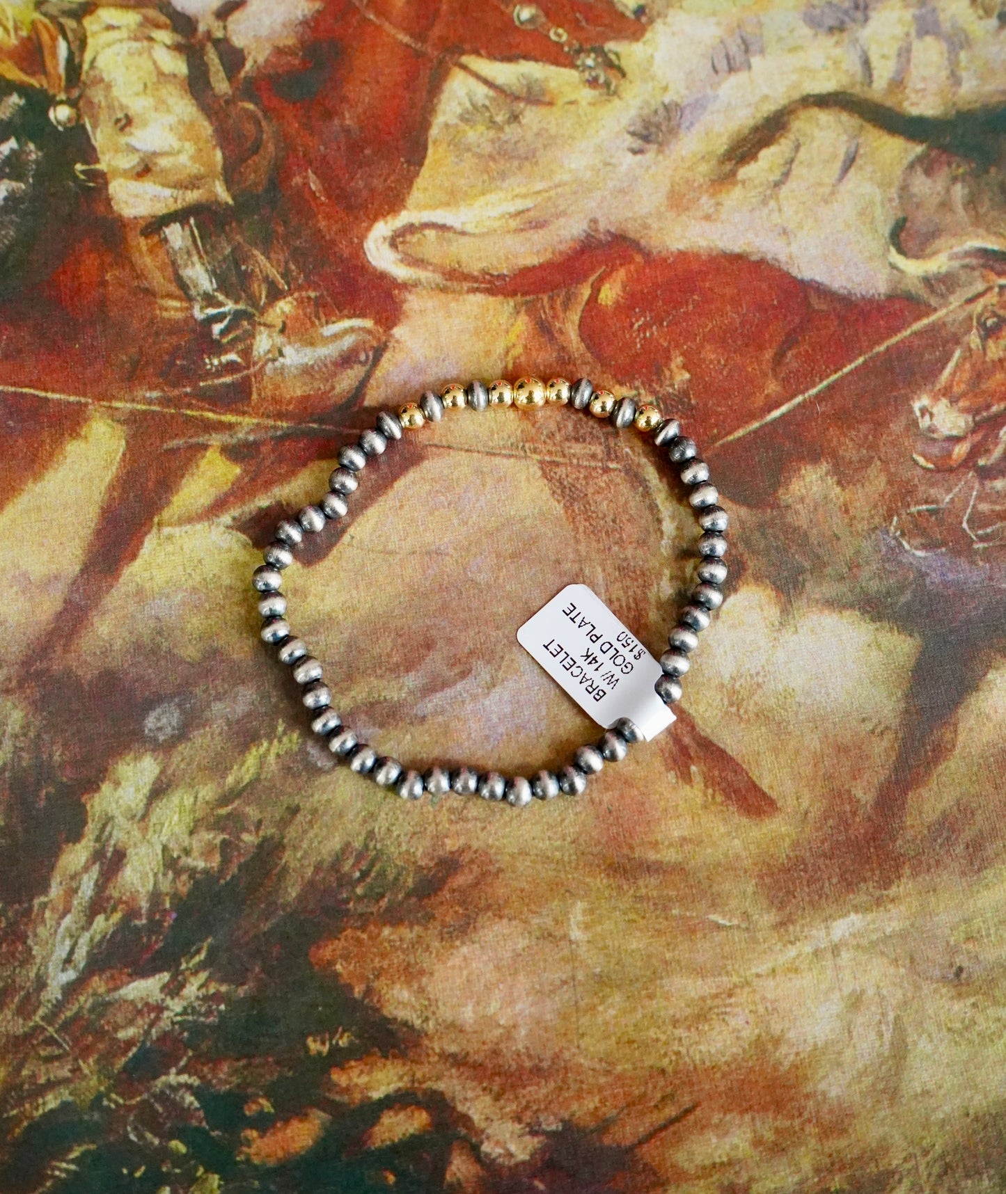 Sterling Silver Pearl & 14K Gold Plated Strethcy Bracelets
