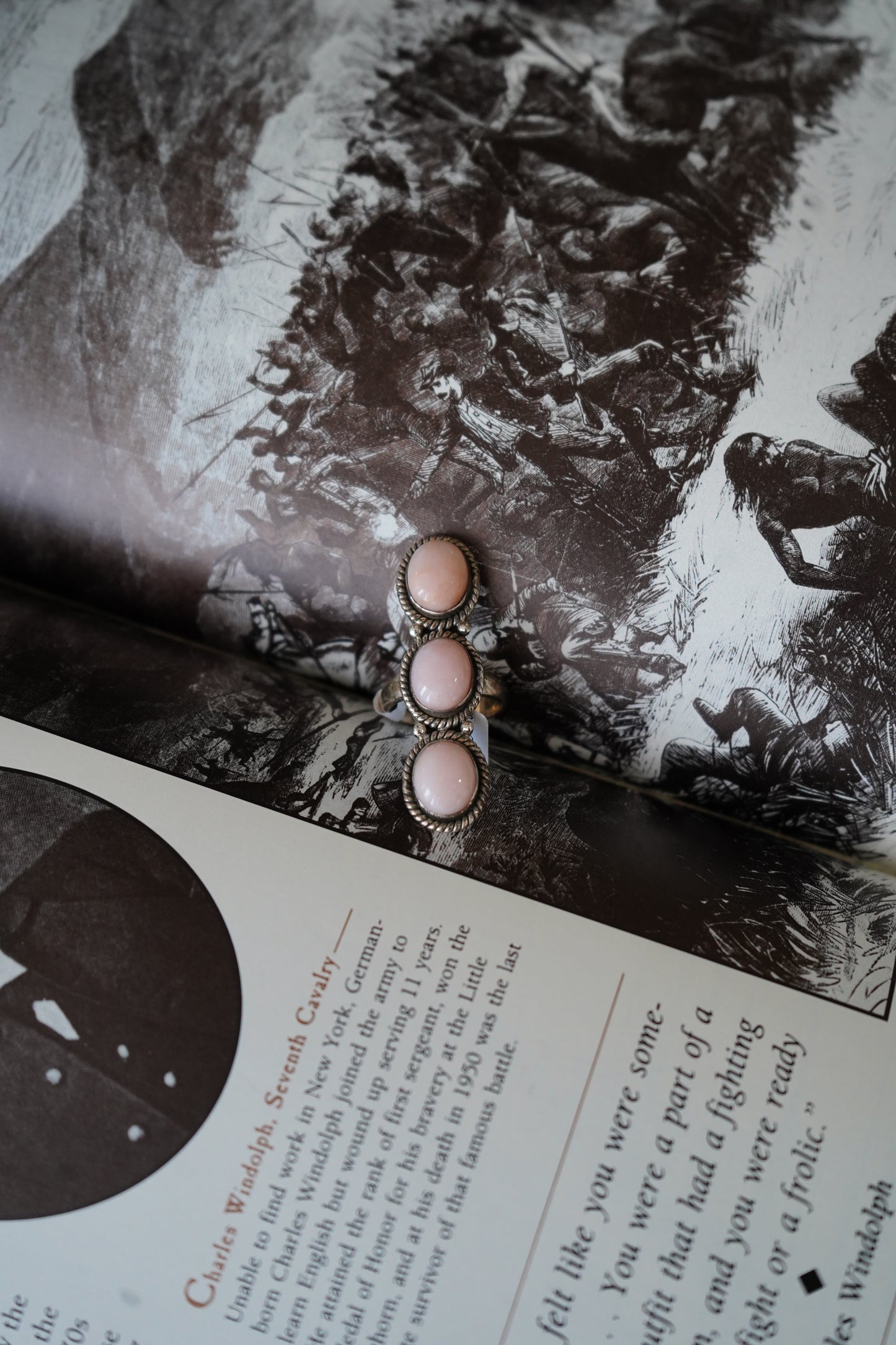 Pink Opal 3 Stone Ring - Sz 7