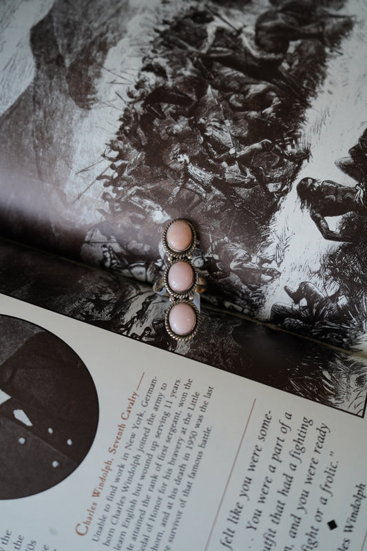 Pink Opal 3 Stone Ring - Sz 7