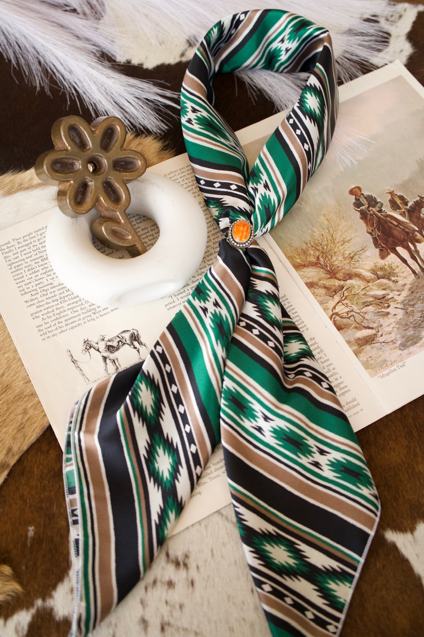 Emerald & Tan Aztec DS Wild Rag