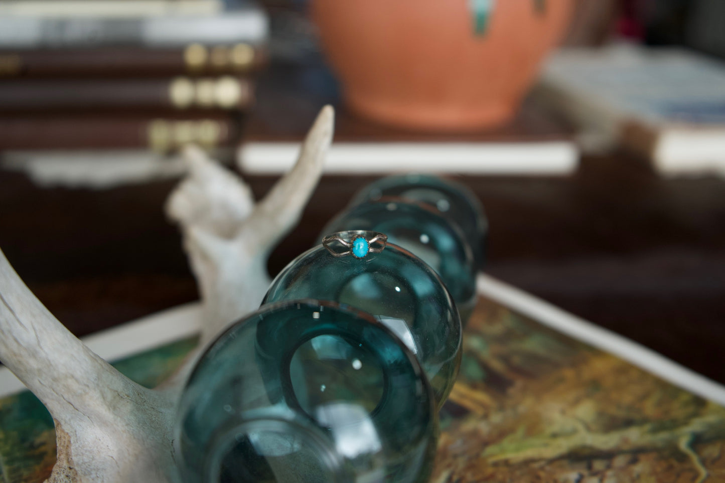 Dainty Wire Turquoise Ring - Sz 5.5