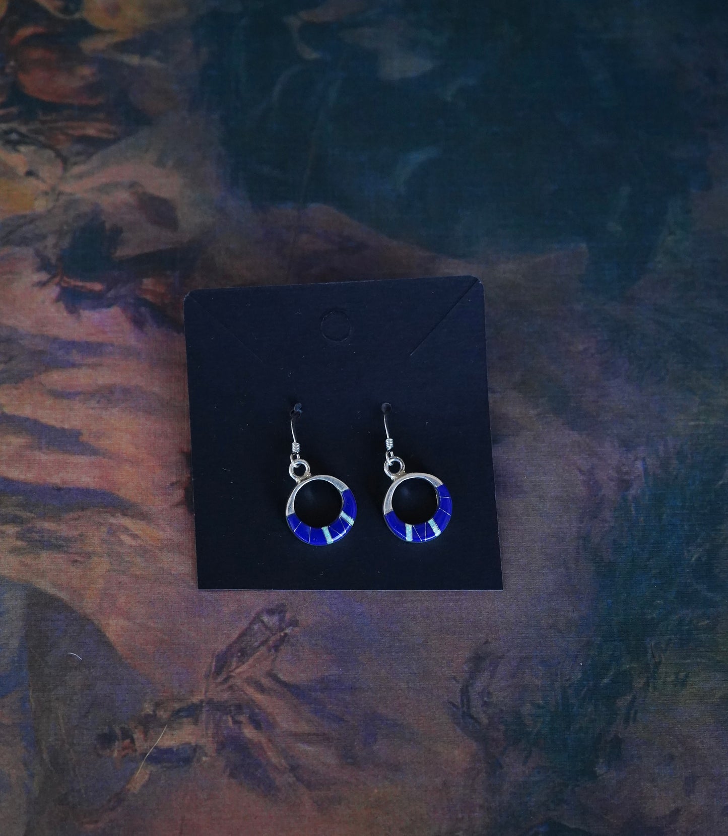 Inlay Lapis & Opal Fish Hook Earrings