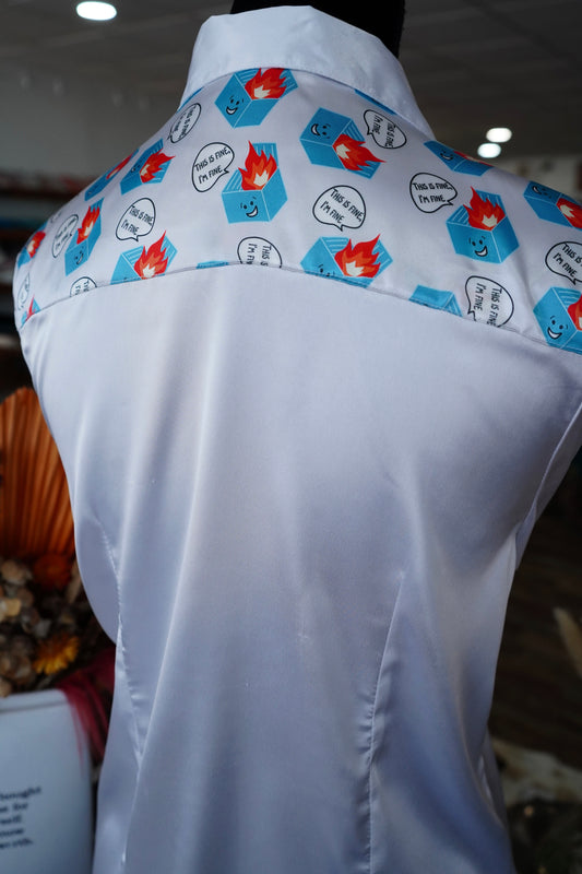 L - White w/ Dumpster Fire Button Down