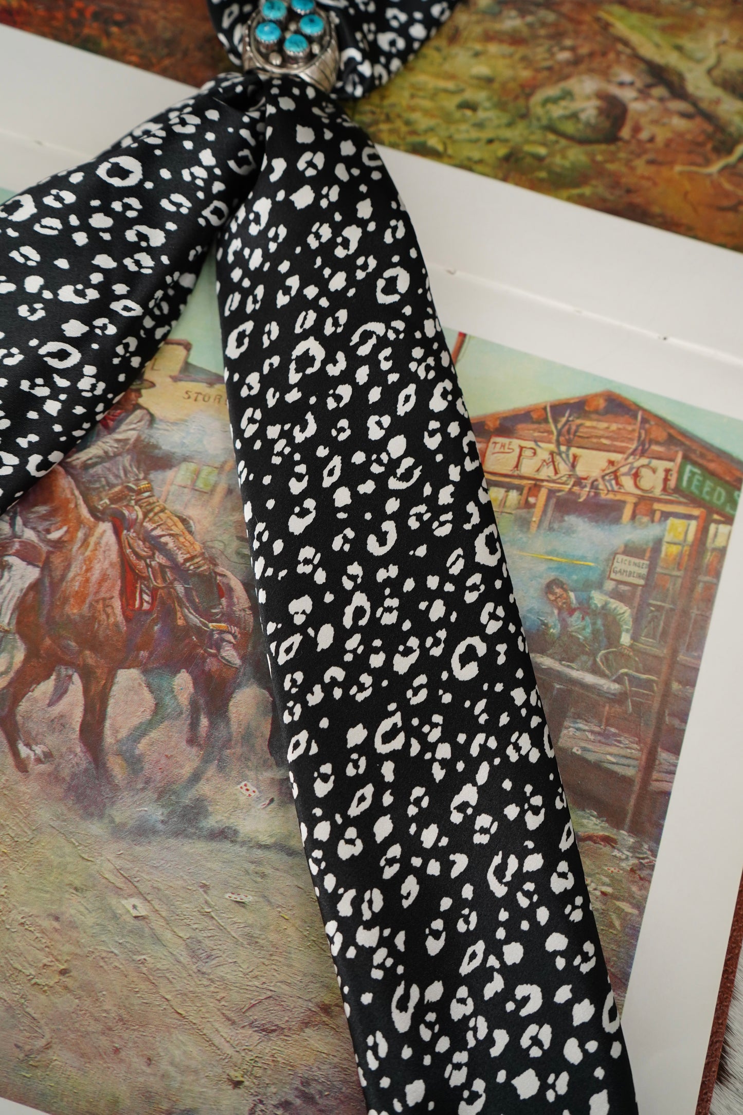 Black & White Dainty Cheetah Wild Rag