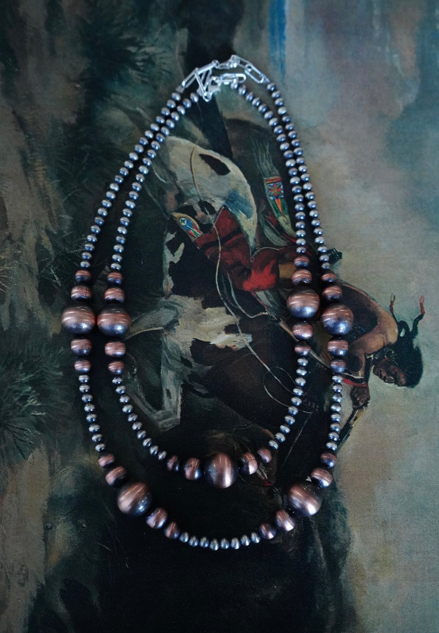 Graduated Copper & Sterling Silver Pearl Necklaces