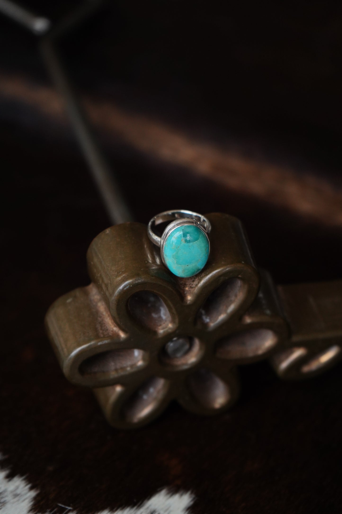 Round Turquoise Ring - Sz 8.5