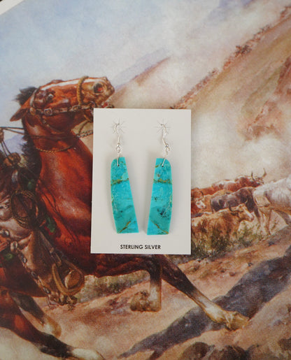 Turquoise Slab Fish Hook Earrings