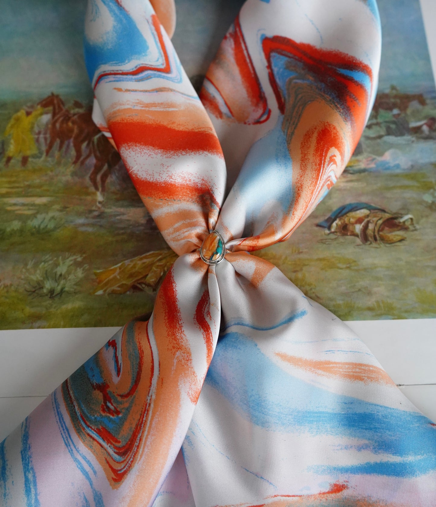 Light Blue & Coral Oil Spill DS Wild Rag