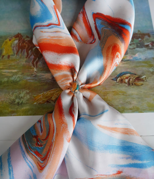 Light Blue & Coral Oil Spill DS Wild Rag