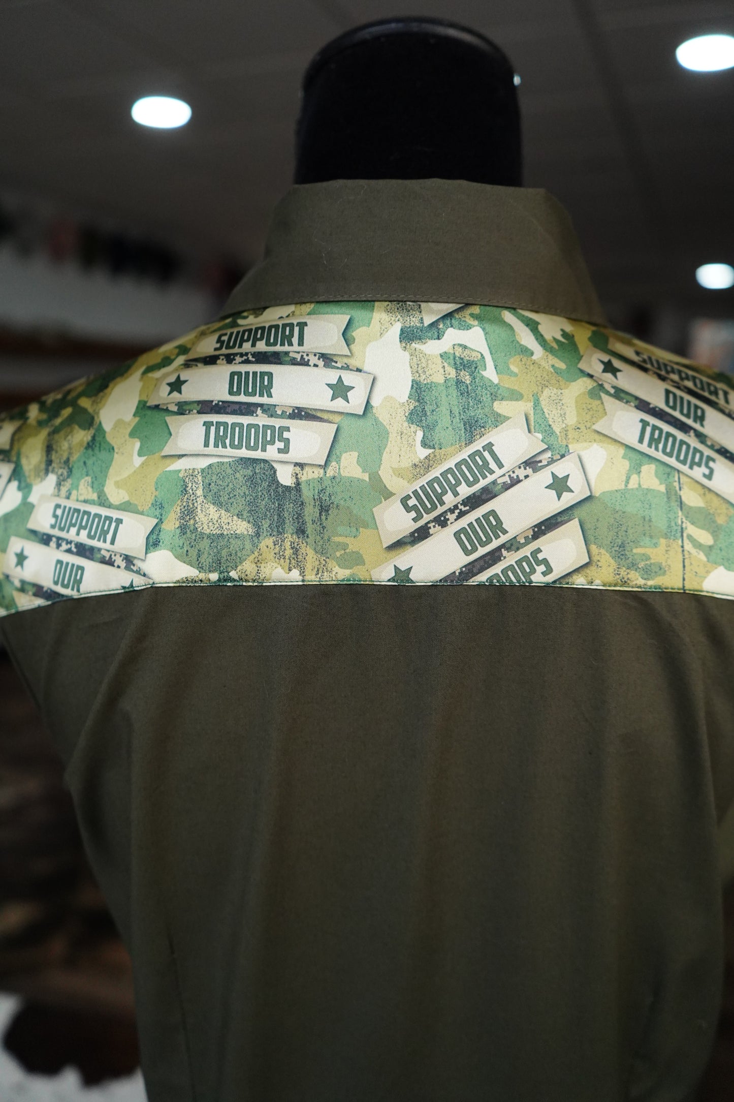 L - Military Night on Olive Cotton Button Down