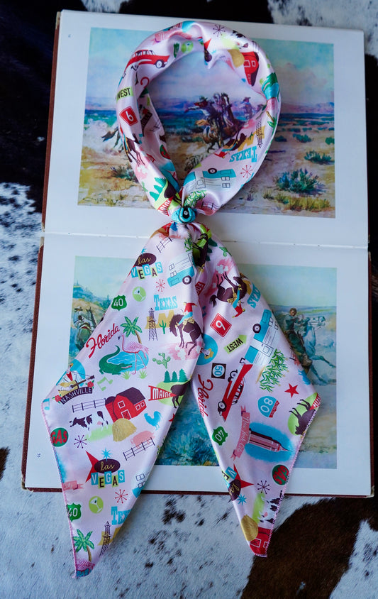 Pink Cowgal Roadtrip Wild Rag