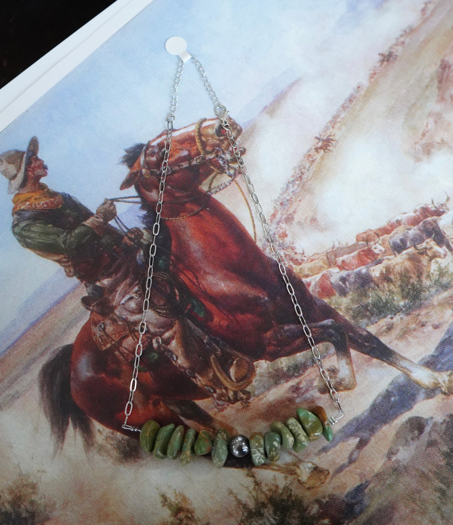 Turquoise Chips w/ Sterling Silver Pearl Necklace