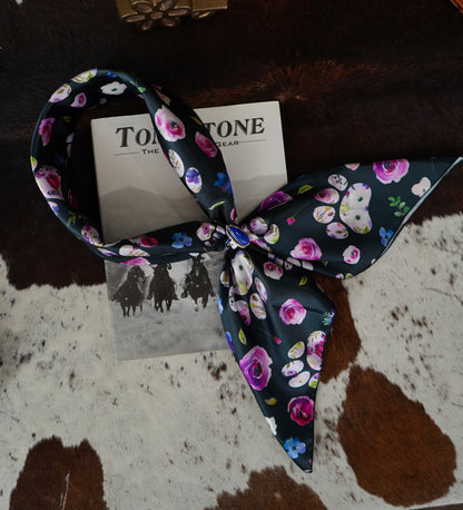 Black Floral Paw Prints