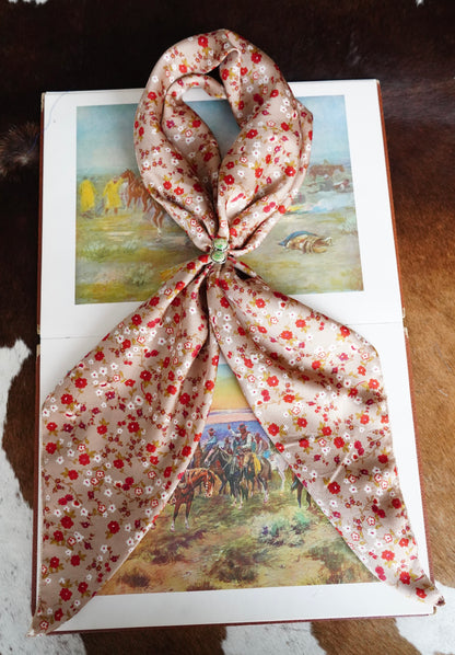 Tan w/ Red & White Dainty Flowers DS Wild Rag