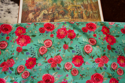 Pink Flowers on Teal Wild Rag