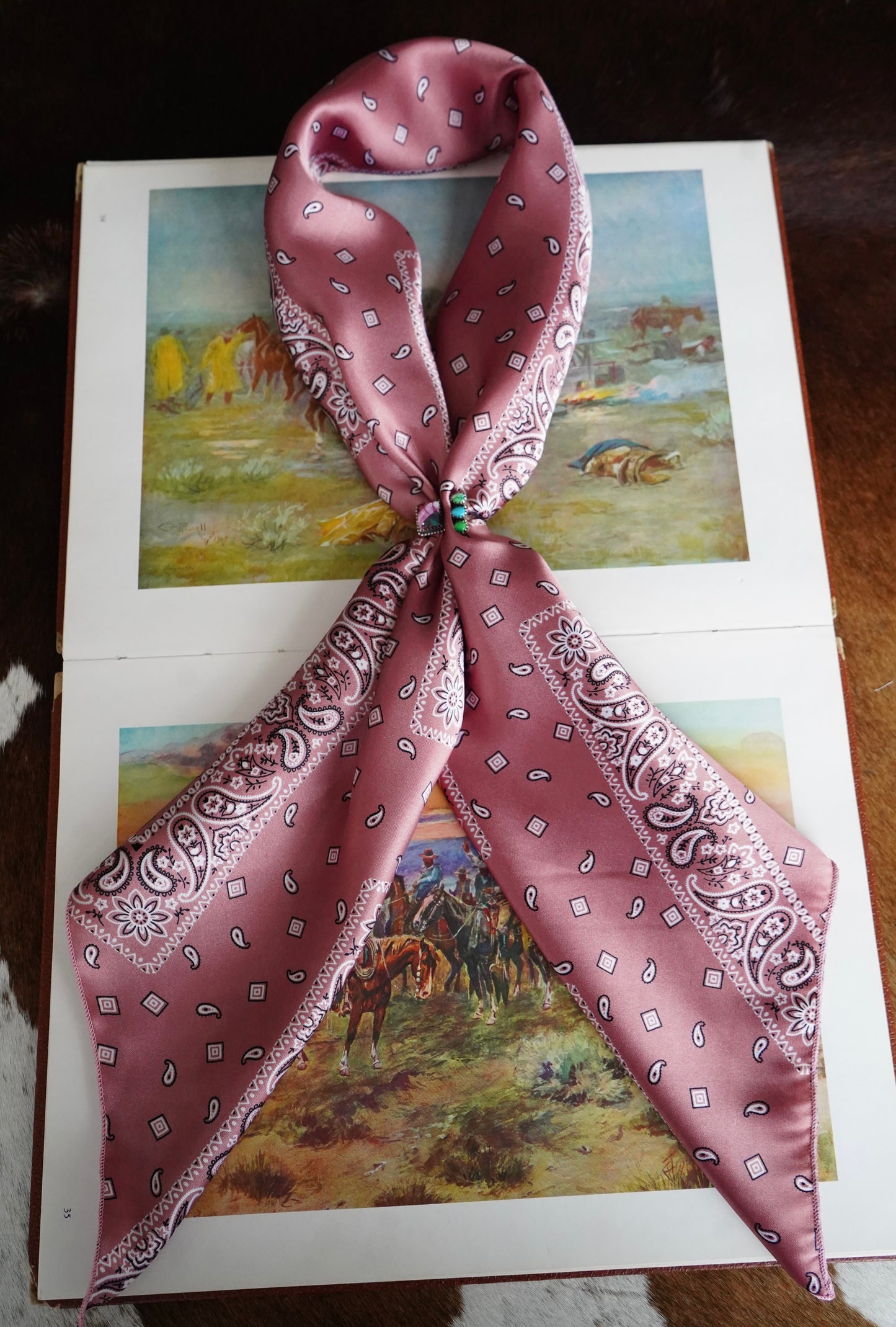 Mauve Paisley Squares DS Wild Rag