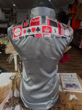 Load image into Gallery viewer, S - Red All In on Grey Satin Button Down