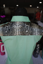 Load image into Gallery viewer, L - Snakeskin on Mint Cotton Button Down