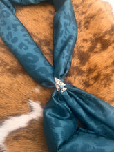 Load image into Gallery viewer, Deep Teal Jacquard Cheetah Double Sided Wild Rag