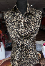 Load image into Gallery viewer, Small Handmade Satin Button Down - Cheetah