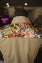 Load image into Gallery viewer, M - Tan Cotton w/ Cowboy Collage Button Down