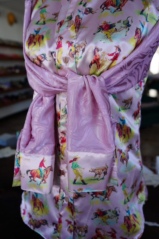 Daisy Original Pink Vintage Cowgirls w/ Mauve Groovy Button Down - Size 6