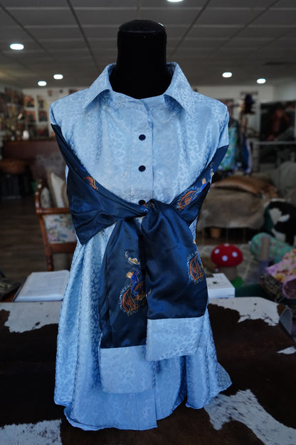 Daisy Original Baby Blue Leopard w/ Neon Buckers Button Down - Size 22
