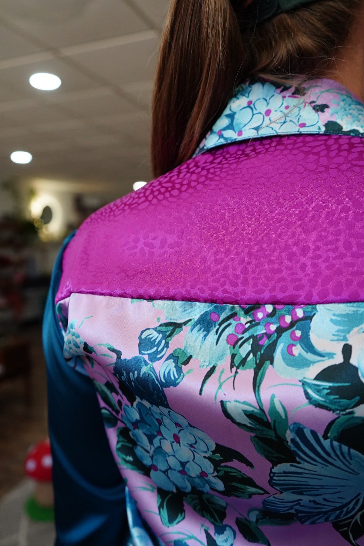 Daisy Original Teal Floral w/ Magenta & Teal Button Down - Size 16