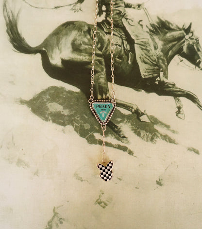 Prada & Checkered Bunny Lariat Necklace