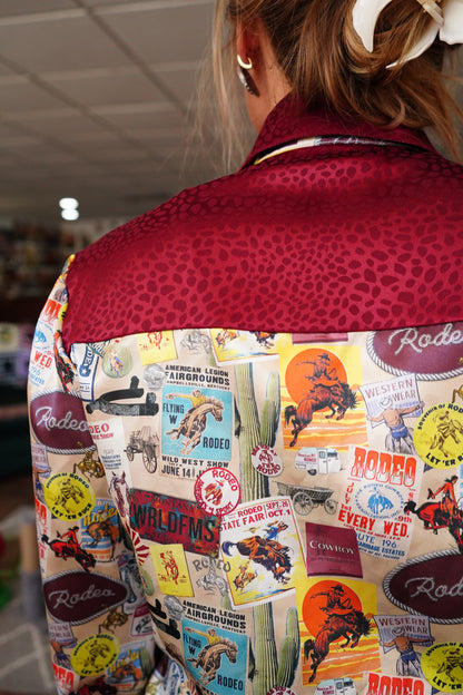 Daisy Original Rodeo Flyers w/ Burgundy Cheetah Button Down - Size 14