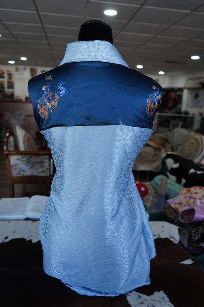 Daisy Original Baby Blue Leopard w/ Neon Buckers Button Down - Size 22