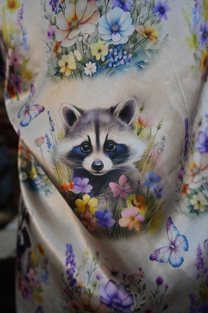 Daisy Original Floral Raccoon w/ Lavender Leopard Button Down - Size 10