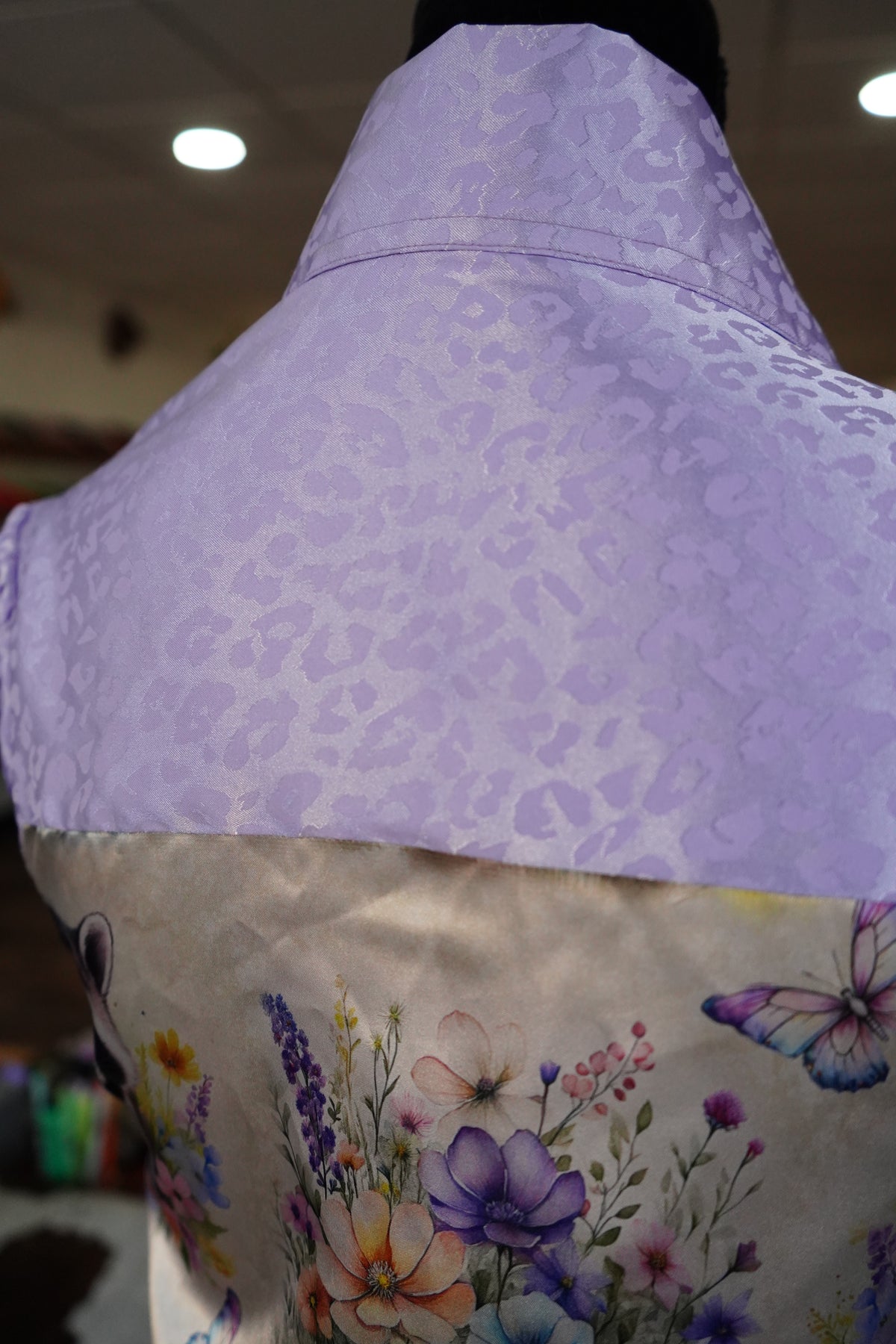 Daisy Original Floral Raccoon w/ Lavender Leopard Button Down - Size 10