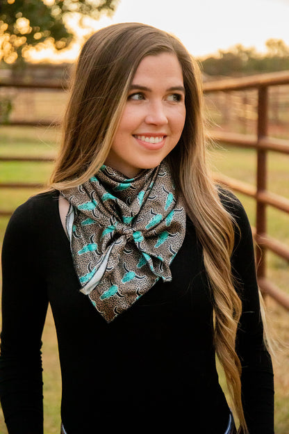 DiYDCo Line - Cheetah & Turquoise Steerheads Wild Rag