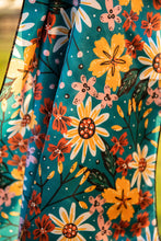 Load image into Gallery viewer, Dark Turquoise with Drawn Wildflowers Wild Rag