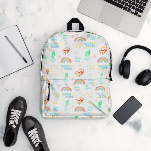 White Neon Moon Backpack