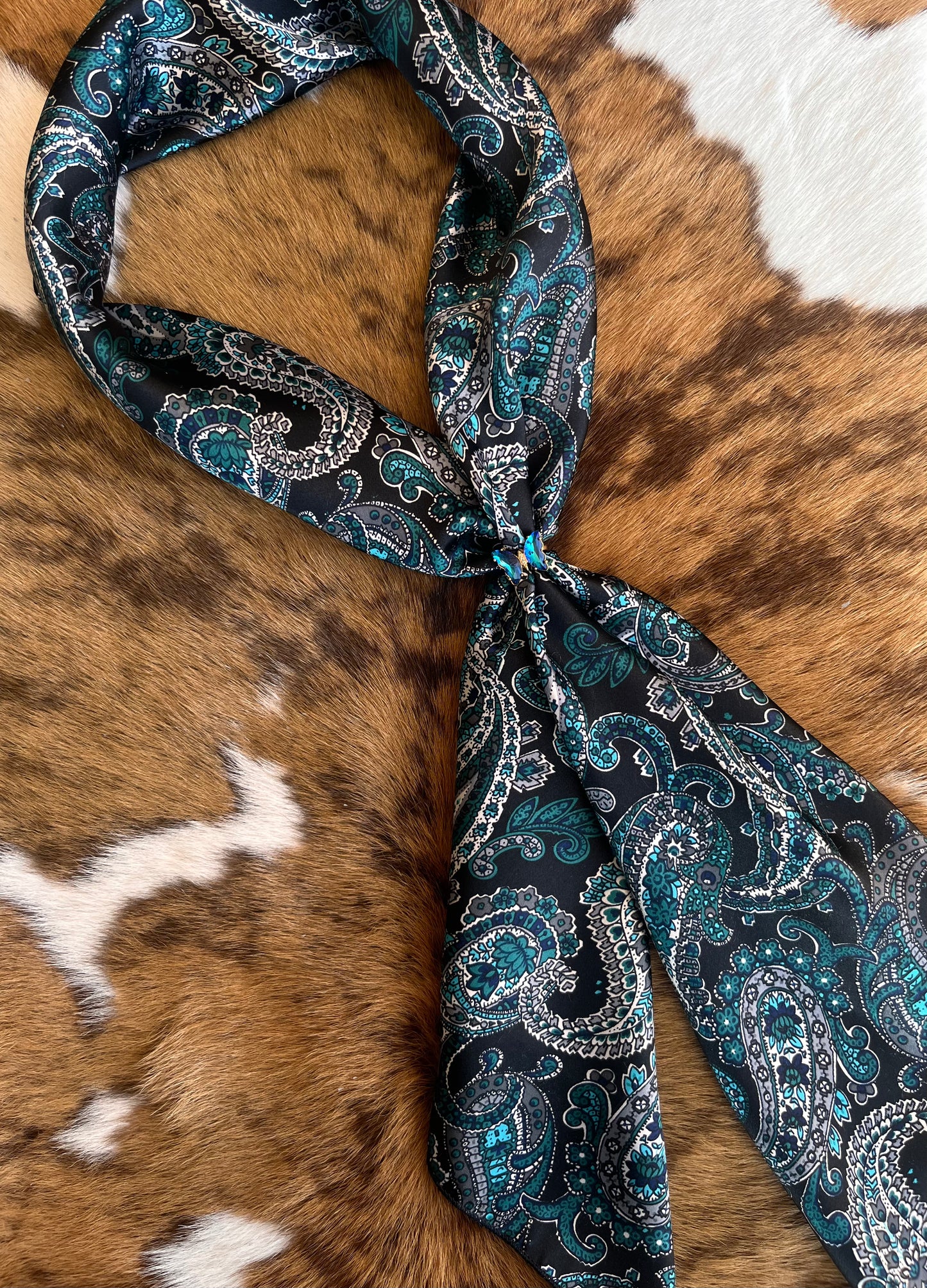 Black w/ Teal Paisley DS Wild Rag