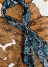 Load image into Gallery viewer, Black w/ Teal Paisley DS Wild Rag