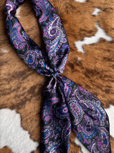 Load image into Gallery viewer, Black &amp; Purple Paisley DS Wild Rag