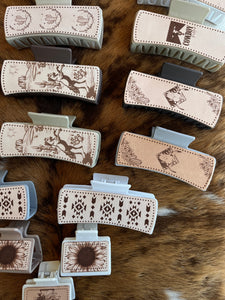 Western Leather Hair Clips