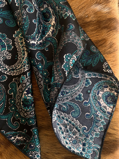 Black w/ Teal Paisley DS Wild Rag