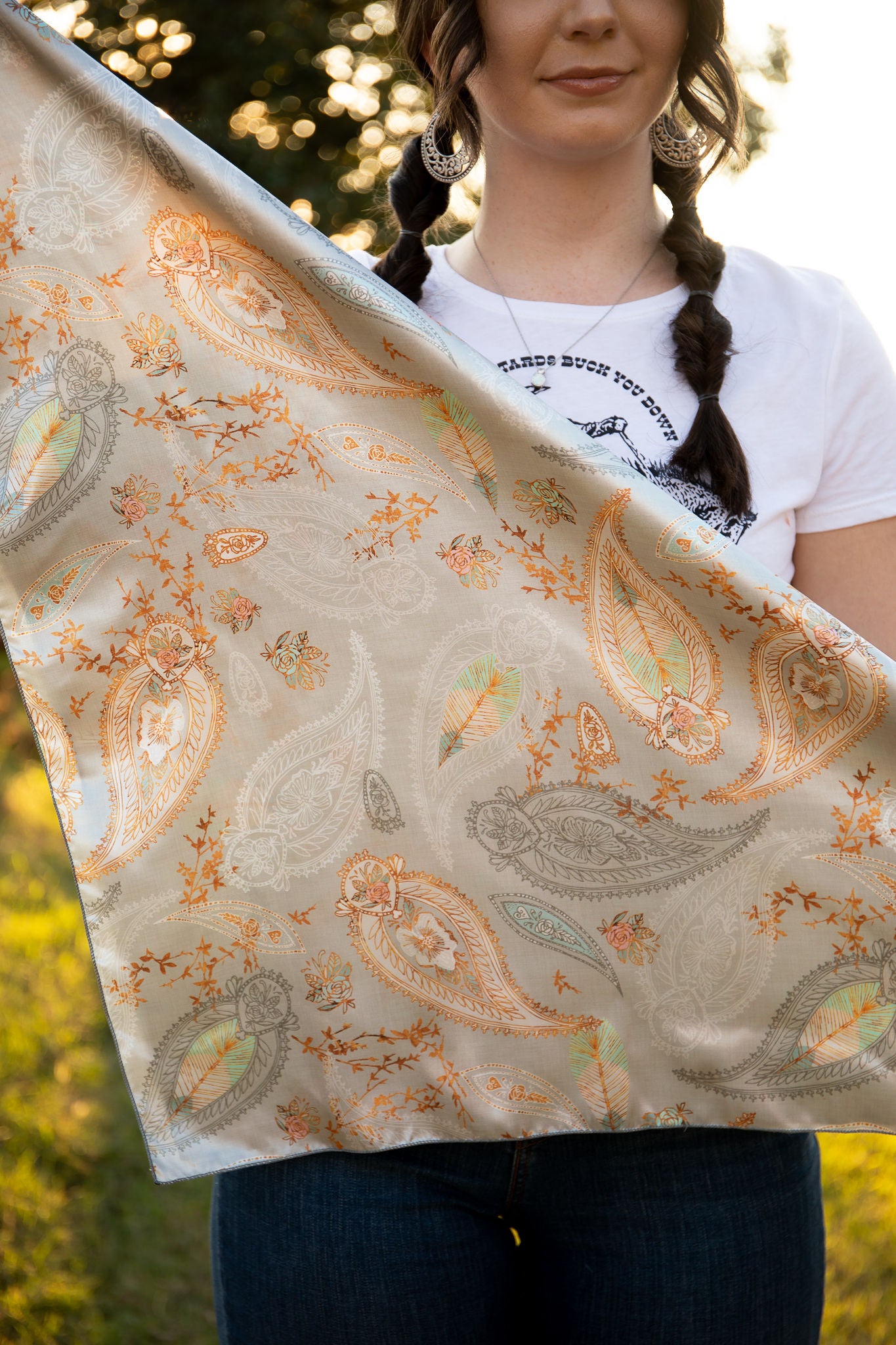 Silver and Gold Boho Paisley Wild Rag